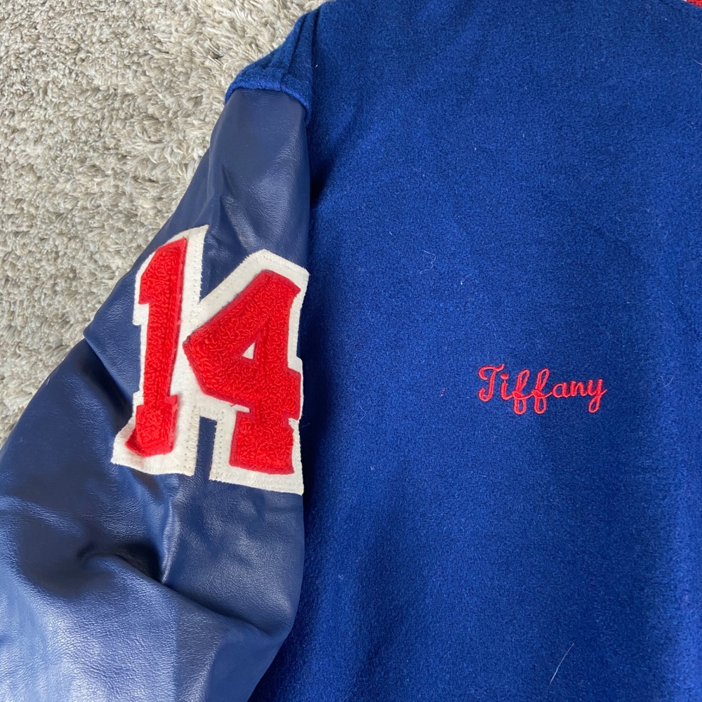 Vintage Neff Varsity Jacket Mens M Blue Wool Leather Letterman Band J 14 Tiffany - Picture 3 of 10